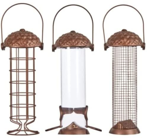 Garden Mile 26cm Acorn Bird Feeders Unique Design And Durable Set of Three Peanuts Seed Fat Ball Feeders Hanging Perfect For Outdoor Patio Garden Bird bird feeders hanging station Hanging Station