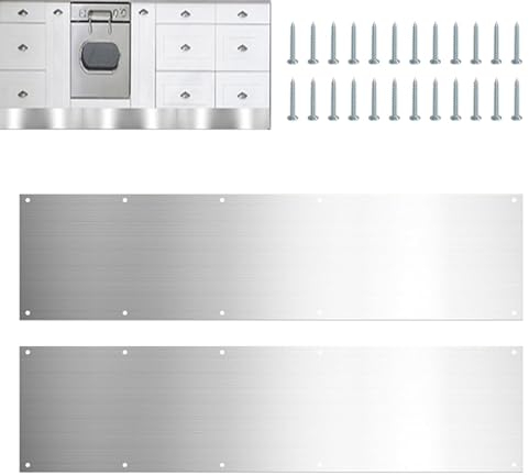 Kongou 2 Stück Edelstahl Kickplate Türschutz, Türschutzbleche Für Türen, Metall-Trittplatte, Vermeiden Sie Die Tür Vom Treten (41cm X 11cm, Mit Löchern)