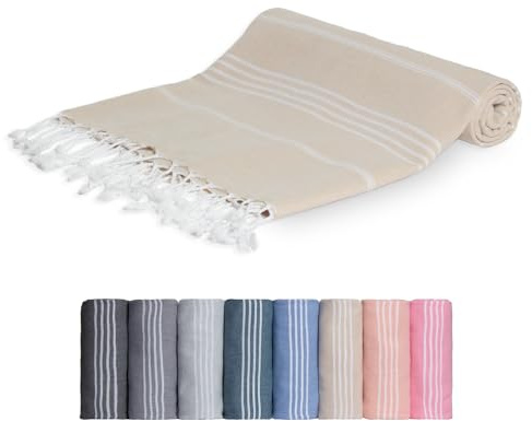 MEBY Toalla de Sauna XXL (100 x 200 cm). Toalla de Playa, Toalla de baño, Toalla turca hammam, Toalla. 100% algodón (Beige)