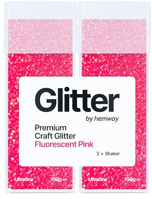 Hemway Craft Glitter Shaker Fluorescent Pink 130g x2 Pack Ultrafine | for Resin & Epoxy Crafts, Christmas Art Supplies, Nail, Body, Face, Eye, Festival, Crafting, Slime, Sparkle