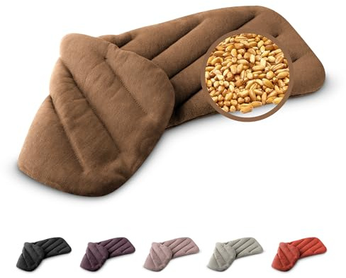 LESCHI XXL vetepåse mikrovågsugn (50 x 20 cm), 100 % ekologisk bomull och organiskt vete, 8-kammare mikrovågsugnskudde, brun, oparfymad, tät kornig kudde, idealisk för värme för rygg, nacke och axlar