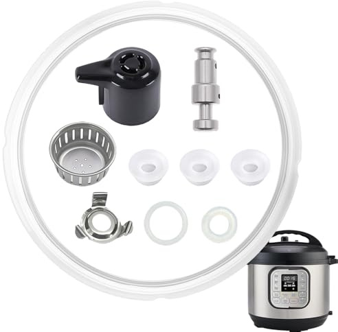 10Pcs Replacement Parts for Instant Pot IP-DUO50 IP-DUO60 Duo/Duo Plus 5&6QT Quart, Upgrade Steam Release Valve Lid Replacement for Instapot, Pressure Valve Float & Sealing Ring for Instant Pot