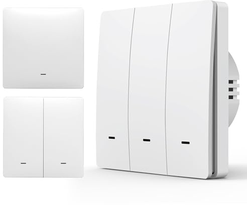 Interruptor Inteligente Alexa, 86mm Interruptores de luz de pared, APP Control/Voice Control/Timer/Remote Access, Interruptor Pared WiFi, Tuya/Smart Life, Conductor Neutro Necesario - 3 Gang