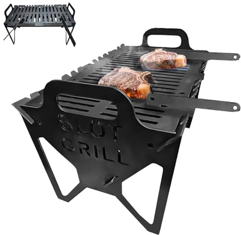 Grill a Carbone Pieghevole, Barbecue in Metallo Trasportabile a Carbone, Design Compatto per Balcone Terrazzo Cortile Spiaggia Viaggio e Campeggio