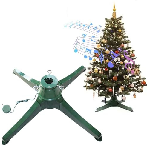 Elektrisk roterande bas, elektrisk julgransfot, med hjortlykta och musik och fjärrkontroll, för upp till 2,4 m hög julgransfot för juldekorationer, hem, kontor