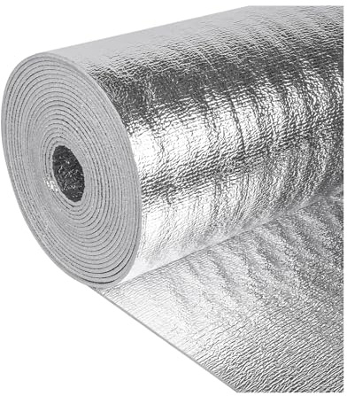 HBOOMOEM Foam Core Radiant Barrier，Radiator Reflector Panels for Floor，Aluminium Vapour Barrier，Can Be Cut to Any Length, Suitable for Walls, Pet Houses and Garages.(600CM/236.2IN,2CM/0.79IN)