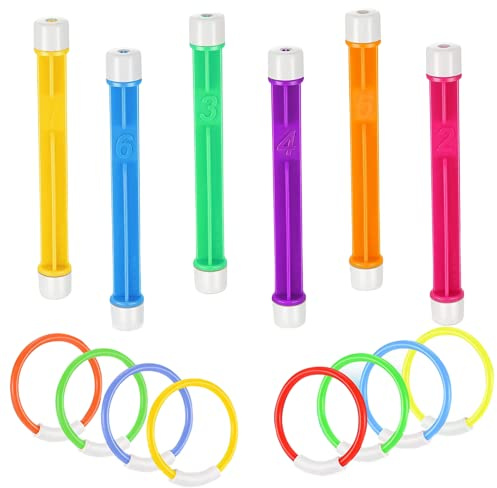 Anello per Nuoto, Anelli per Piscina Bastoncini per Immersione in Plastica Accessori per Allenamento in Piscina Anello Subacqueo per Forniture per Feste Estive 14 Pezzi, Giocattoli da Immersione