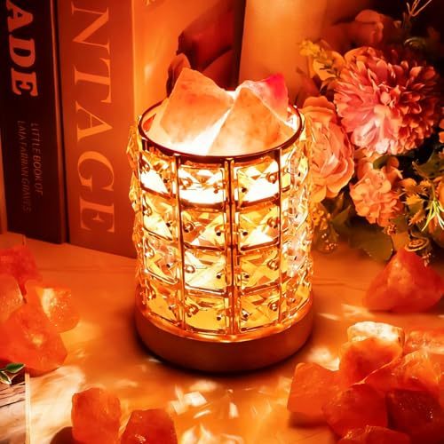 Natural Himalayan Pink Salt Lamp, Dimmable Single Lighting, Plug-in Powered, Crystal Salt Rock Lamp,Glow Night Light for Bedroom Office, UL & ETL Certified Cord (Crystal Cylinder)