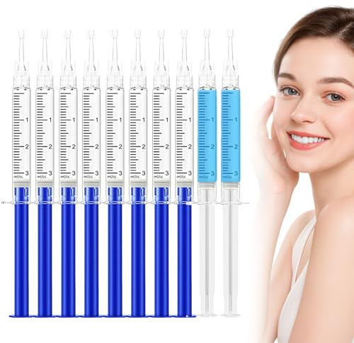 10 Pcs Teeth Whitening Gel Refills, 8 Whitening Gels & 2 Soothing Gels | Sensitive Teeth Friendly Formula, Fights Stains from Daily Coffee Tea