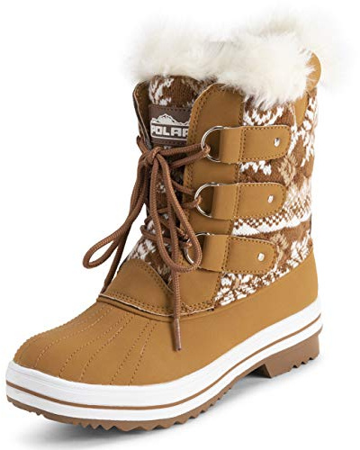 Polar Mujer Mid Acolchado Térmica Durable Suela De Goma Impermeable Invierno Nieve Piel Sintética Botas - bronceada Cardy - UK5/EU38 - YC0635