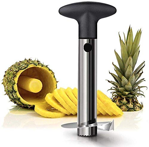 Pineapple Corer, Easy Gadget Kitchen,Fruit Slicer, Cutter Peeler Stem Remover Blades,Sliver Stainless Steel, for Diced Fruit Rings All in One Pineapple Tool Peeler Slicer, Easy To Use and Clean
