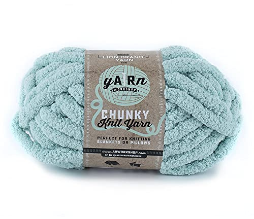 Lion Brand Yarn AR Workshop Chunky Knit, Jumbo Chenille Yarn for Knitting, Crochet, and Crafts, Light Ar Aqua, 1 Pack