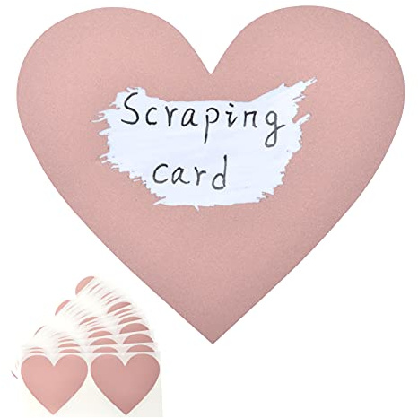 AIBAOBAO 50Pcs Etiquetas de Rascar en Forma de Oro Rosa Corazón, Tarjeta de Raspado, Engomada de Rasguño, DIY Tarjeta Rasca Scratch Card Cubrir Texto de Postales Carta Sorpresa Mensaje Secreto