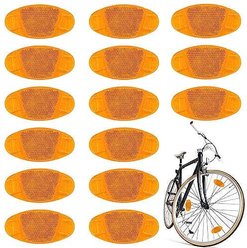 Catadioptre Velo, 15 Pièces Catadioptre Velo Roue Réflecteur Roue Velo Réflecteurs Rayons de Vélo Jaune, pour Améliorer la Sécurité de la Conduite de Nuit, Adaptés à Tout Type pour Motos, Vélos Orange