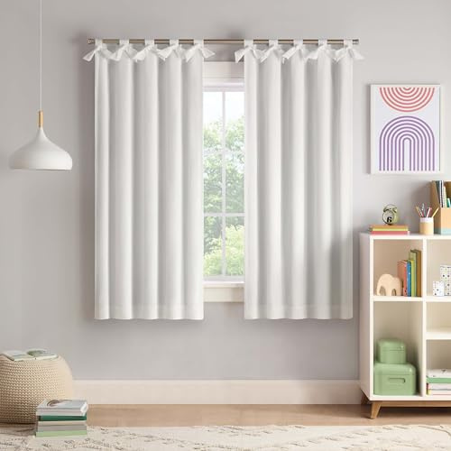ECLIPSE KIDS White 63 x 40 Thermaback Blackout Curtain, Tab Top, 1 Panel, Kids Room Decor, 1 Window