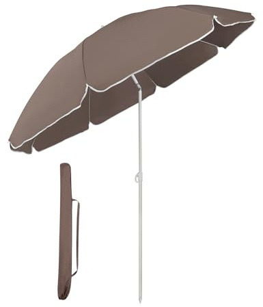 Sekey Ombrellone da spiaggia, 160 cm, con custodia protettiva per balcone, giardino e terrazza, angolo di inclinazione e altezza regolabile, rotondo