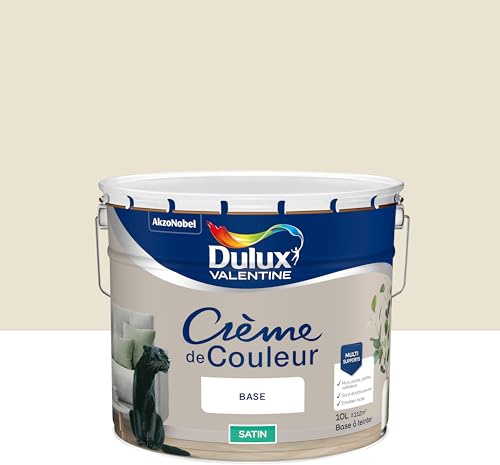 Dulux Valentine Crème de Couleur - Peinture multi-supports intérieure - Satin Lin Clair 10 L