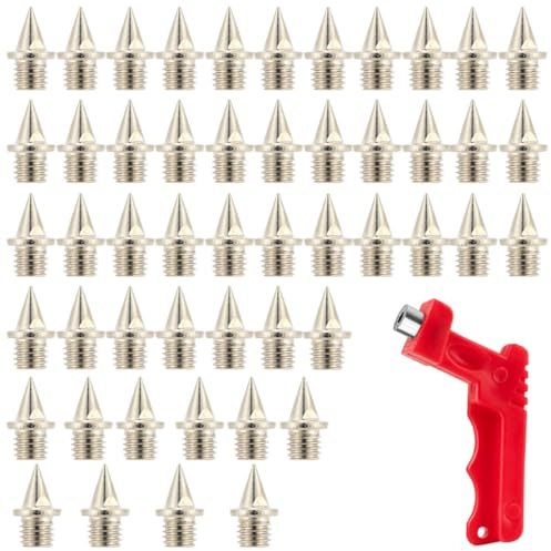 KEQAR 50 pièces Pointes stables pour le cross-country, avec clé à pointes pyramidales, de remplacement pour chaussures, le saut, la course, la randonnée et l'athlétisme (6 mm)