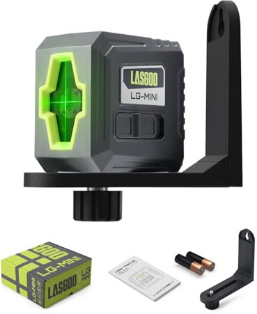 LASGOO Mini Nivel Láser Verde Autonivelante, Láser de Línea Cruzada ideal para Colgar Cuadros y Construcción, Incluye Soporte Magnético Giratorio y Pilas, Compacto y Portátil