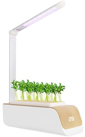 CuCummoo Hydroponisches Anzuchtsystem, Smart Herb Garden Kit für Innenräume, Indoor Garten mit 4.5W LED Wachstumslicht, 1L Wassertank, Einstellbares, DREI Lichtfarben