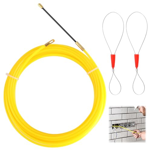 Tire-Fil Électrique 10m, Aiguille Tire-Câble 4mm, Guide-Câble Flexible pour Passer des Fils dans Goulottes Gaines Murs et Plafonds, Installation Électrique et Réseaux, Outil de Passage de Câbles