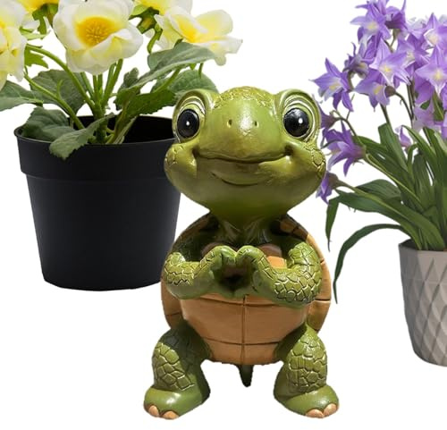 Uoqpty Statue De Tortue De Jardin - Statue de Tortue Mignonne Art de Jardin,Figurines Animales Ornements de Pelouse pour Anniversaire Salon Chambre Bureau Cour Porche Patio Balcon Étang Décorations