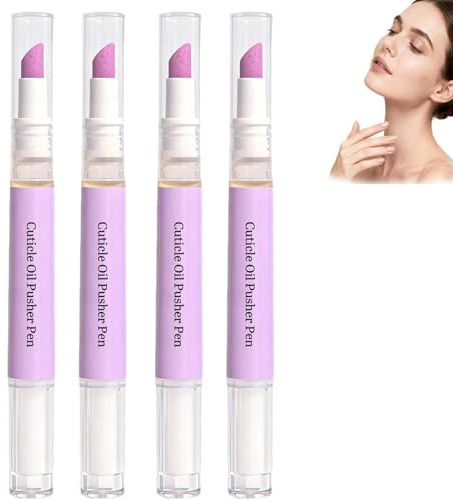Penna a olio per cuticole con spingi cuticole in ceramica, penna per la cura delle unghie per rimuovere le piccole pelli e riparare le cuticole, penne di oli delicati per cuticole. 4 pezzi