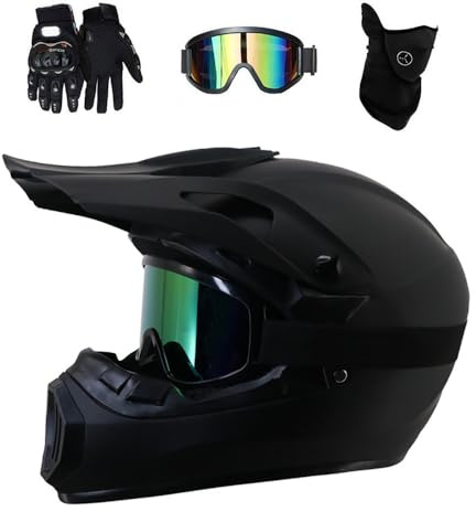 Integrale Casco da Motocross, con Occhiali Guanti Maschera, Gioventù Bambini Fuoristrada Sport ATV Scooter Moto Casco, Discesa MTB BMX Enduro Quad Bici da Cross Caschi(Z1,M/56-57CM)