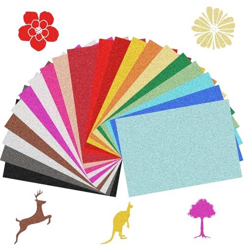 Glitter Cardstock 40 Sheets A4 Glitter Paper, 20 Colors 250gsm Card Stock No-Shed, Premium Sparkle Shiny Cardstock for Card Making, DIY Crafts, Scrapbooking, Cricut, Wedding Birthday Party Decor