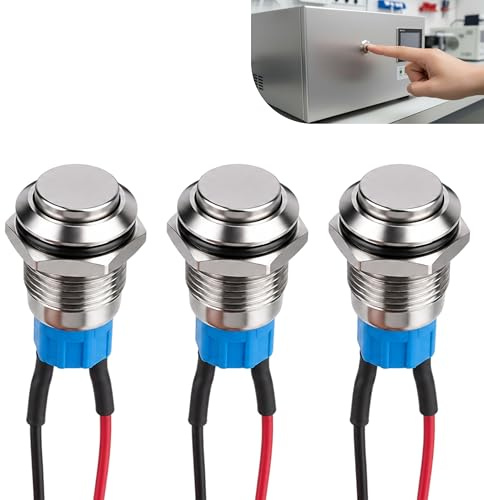Set di 3 pulsanti automatici, 12 mm, interruttore a pressione, impermeabile, IP65, 6 A, 220 V, pulsante impermeabile filo, 20 cm, interruttore 12 V per strumento elettronico di controllo centrale