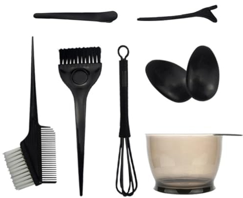 HOLIDYOYO Kit de Tinte para Cabello de 8 Piezas Cepillo y Peine de Nylon, Tazón de Mezcla de Pp, Aplicación Cómoda y Conveniente para Uso Profesional o Doméstico