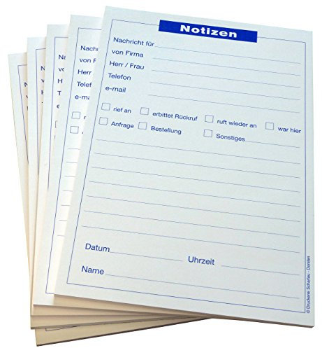 Druckerei Scharlau 8x Notizblocks Telefonnotiz in Blau - Notizen - 50 Blatt, DIN A5, Qualitäts-Offset-Papier 80g/m² (22201)