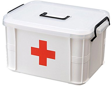 Levoberg Boîte de rangement à pharmacie 2 étages avec compartiments pour kit d'urgence familial 23,5 x 16,5 x 13,5 cm