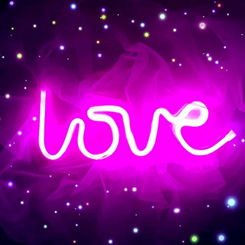QiaoFei - Insegne Love al neon, luci a LED, decorazione da parete per matrimoni, feste di bambini, soggiorno, casa, bar, pub, hotel Love-P Amore rosa
