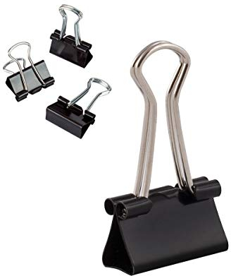 D.RECT Set de 144 Pinzas Metálicas Plegables – 19 mm – Clips Negros para Sujetar Papel y Documentos – Pack Grande para Oficina, Escuela y Hogar