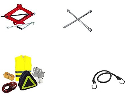 Bolsa de asistencia para primeros auxilios para moto,kit para coche,mergencia en carretera,bicicleta+guantes+cables de batería, cuerda de remolque+chaleco fluorescente+llave en cruz SOS los vehículos