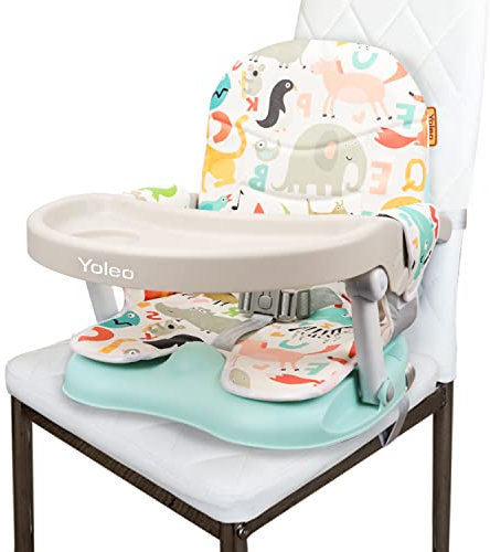 YOLEO Silla para Comer, 35 x 34 x 50 cm, Ajustable y Plegable, Bandeja Desmontable (Verde)