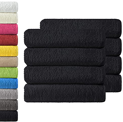NatureMark 8er Spar-Pack Frottier Handtücher, Handtuch-Set, 50 x 100 cm, Schwarz, 100% Baumwolle