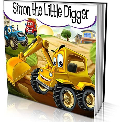 Personalised Story Book by Dinkleboo - The Little Digger Story - Your Child Learns About Teamwork - for Children Aged 0 to 8 Years Old - Soft Cover - Smooth, Matte Finish (20x20cm)