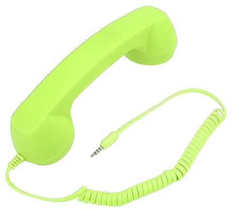 NOENNULL Ricevitore telefonico retrò, ricevitore per cellulare cablato a prova di radiazioni, funzionamento On-click, controllo del volume con connettore da 3,5 mm (verde)