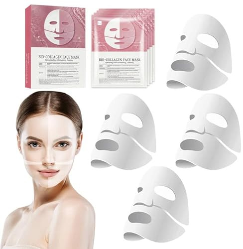 WAWJ® Bio-Collagen Real Deep Mask, Máscara de Colágeno,Máscara de Colágeno Sungboon,Máscara de Colágeno Reverse Film Volume Peel Off Mask, Máscara Facial de Bio Colágeno,Películas de Colágeno (4 pcs)