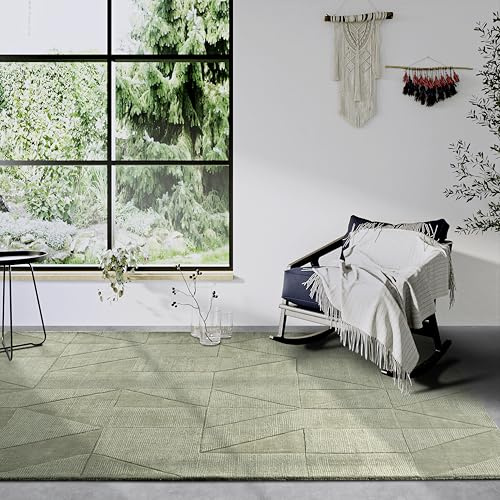Villeroy & Boch Ursule, tappeto di lana naturale, tessuto a mano ed ecologico, per soggiorno, camera da letto, sala da pranzo, corridoio, cucina, verde, 160 x 230 cm