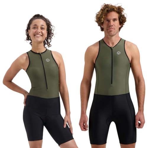 Rogelli Florida Combinaison de Triathlon Sans Manches, pour Femmes et Hommes, Vert/Noir
