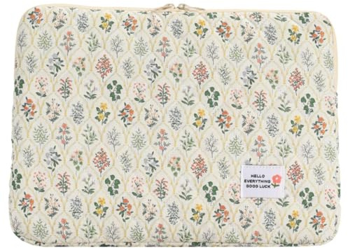 Cover Laptop 14 Pollici | Custodia Protettiva In Tessuto Con Stampa Fiori | Design Sottile 3cm - Organizza Caricatore/Auricolari, Ideale Ufficio/Scuola/Viaggi Business Per Donne