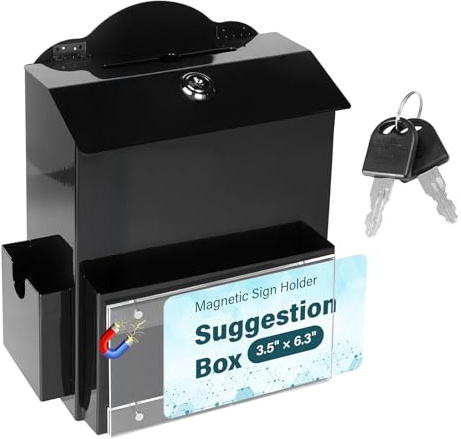Boîte de Dons,Boîte à Suggestions,Boîte de Commentaires avec Serrure pour Vote, Organisation Caritative, Concours