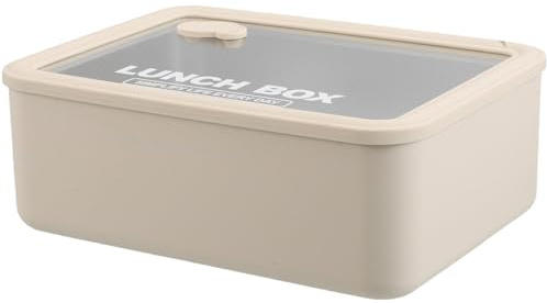 SHINEOFI Fiambrera Acero Inoxidable con Tapa de Vidrio Recipiente Térmico Aislante para Comidas Calientes y Frías Lonchera Portátil para Oficina y Exterior Seguro y Compacto