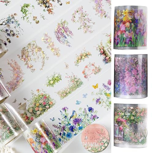 3 PCS Washi Tape Egatinas de Cinta Washi Flores Cinta Adhesiva Decorativa