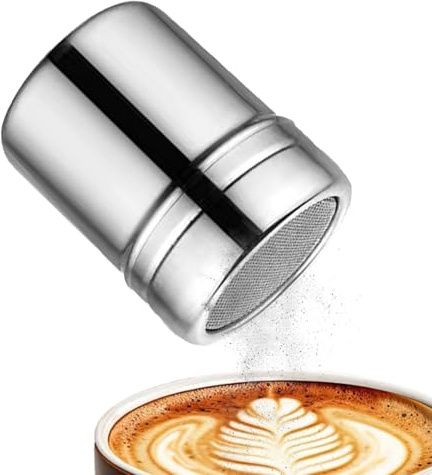 Spargitore e nebulizzatore in acciaio – Flacone spruzzatore a maglia fine per zucchero a velo, spezie di farina – Spargitore professionale per caffè, latte, cottura e cottura – Durevole