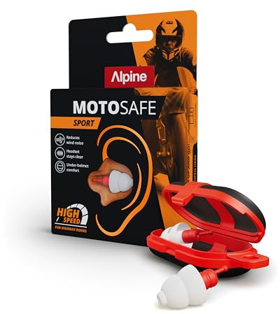 Alpine MotoSafe Sport Tappi per Orecchie – Tappi da Gara ed Escursioni – Previeni i danni alle orecchie quando guidi la moto – Senti i rumori della strada – Comodi e riutilizzabili