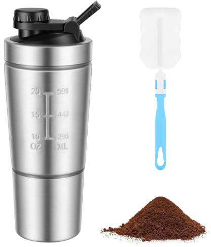 AYBUY Shaker Proteine, 700ml, 1 Brosse en Mousse, Boule en Spirale | Bouteille Shaker Sport, Shaker Proteine Sans Bpa, Portable, Facile à Nettoyer, Grande Capacité,pour Compléments Alimentaires